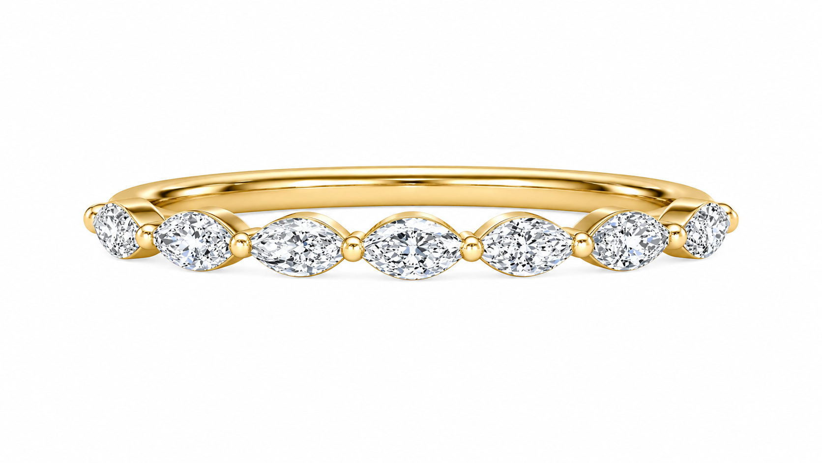 18K 1.40 Carat Marquise Shared Prong Diamond Band
